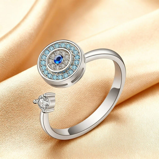 Anillo antiestrés: Ojo turco plateado