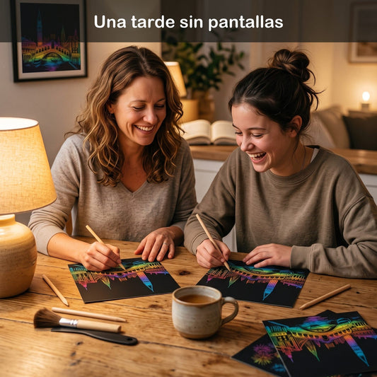 Plan sin pantallas con la lámina scratch art