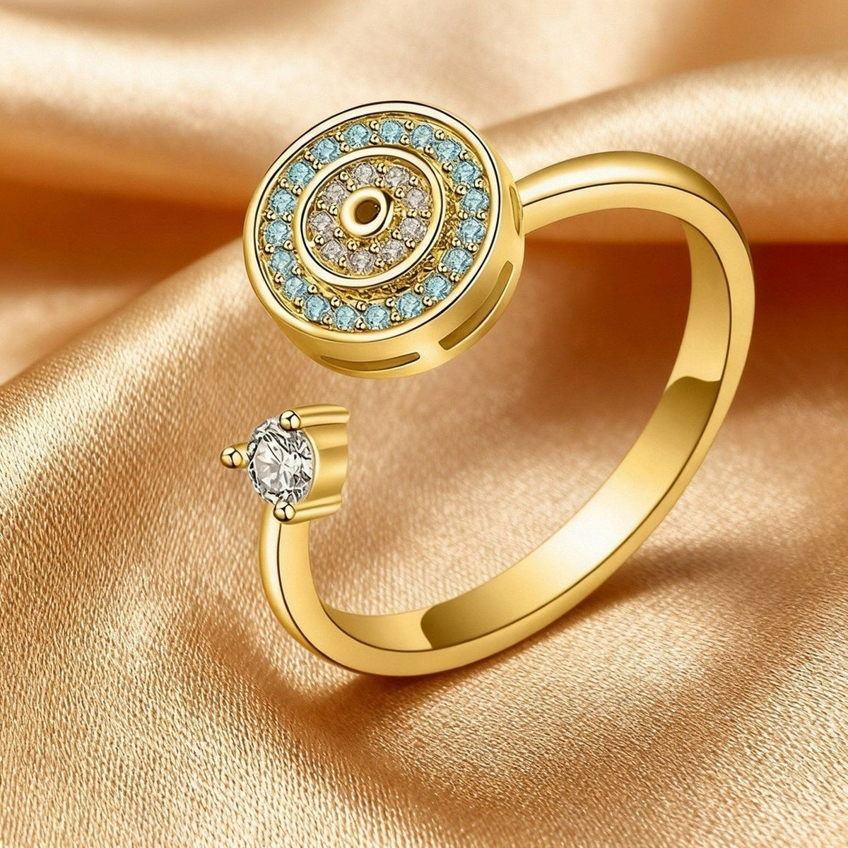 Anillo antiestrés: Ojo turco dorado